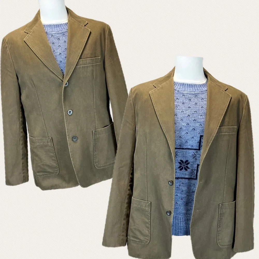 VINTAGE 100% cotton duck men’s‎ blazer sports jacket coat St. John’s bay neutral